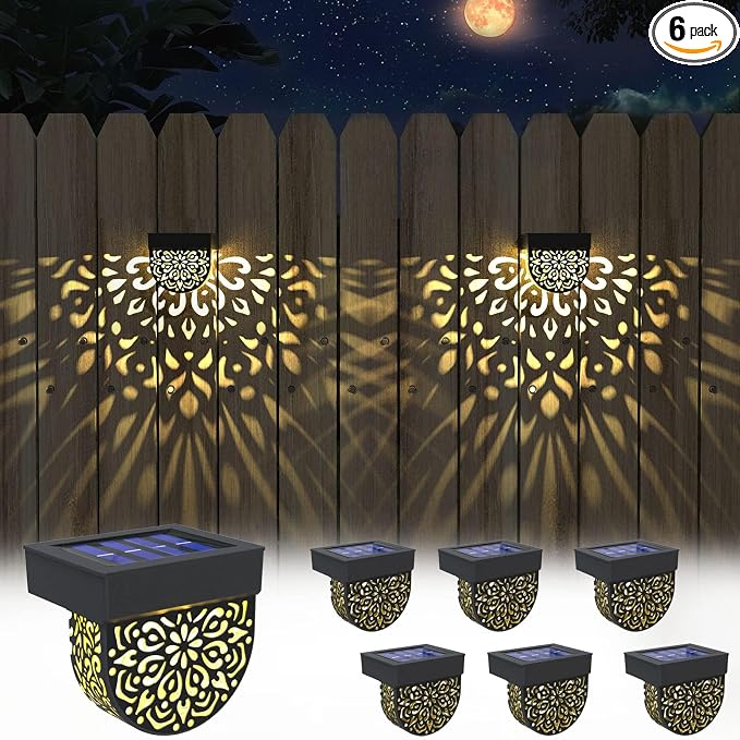 Solar Fence Lights Wall lihgts Outdoor Decorations 6 Pack Solar Step Lights by EKQ