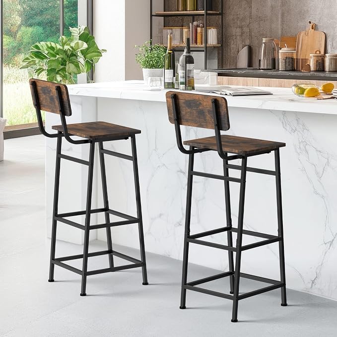 LIANTRAL Set of 2 Bar Stools, Counter Height Bar Stools - Image 2
