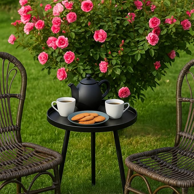 2 Pack Outdoor Side Table, 12.6" Patio Round Tables - Image 8