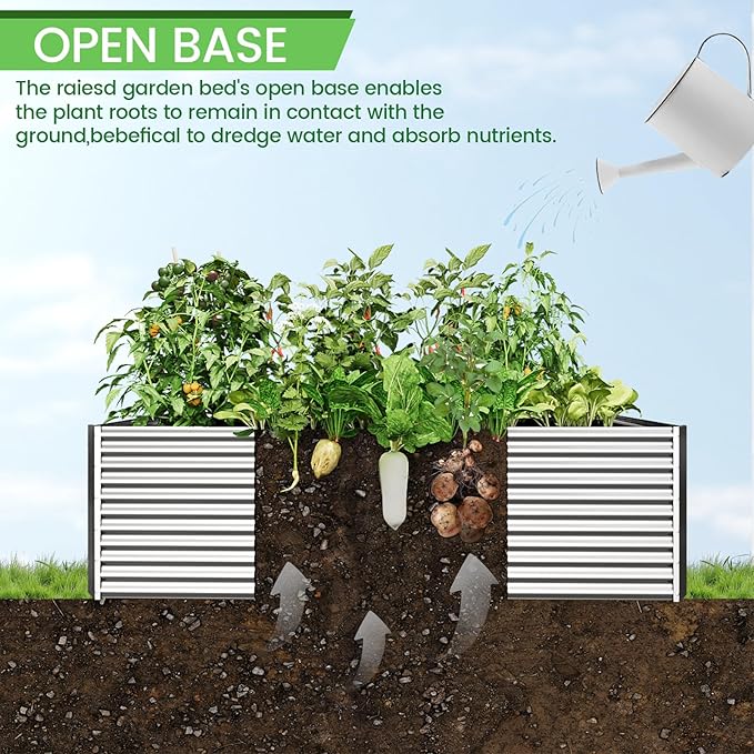 FRIZIONE 2pcs Tall 6x3x1.5ft Galvanized Raised Garden Bed Outdoor, Steel Garden - Image 6