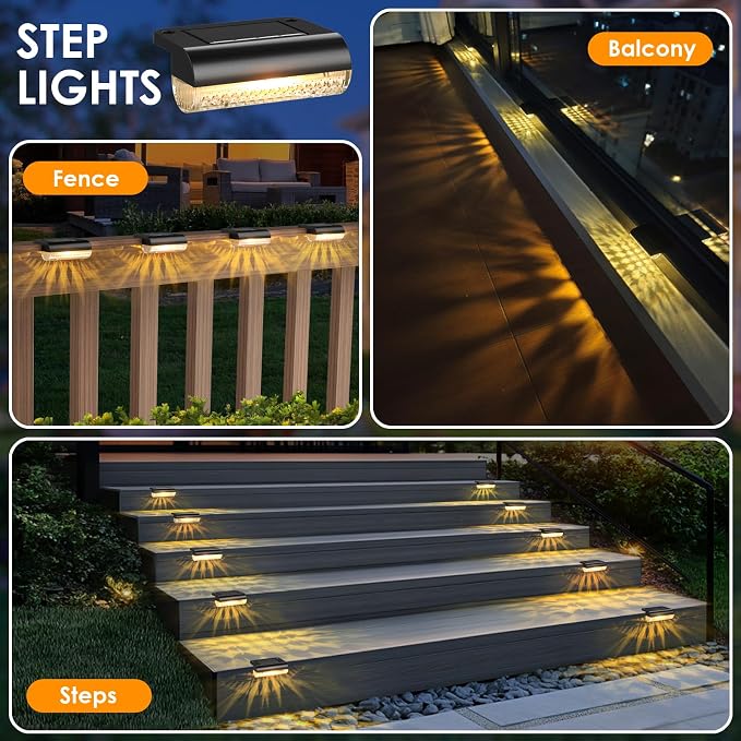 Mancra Solar Step Lights Outdoor, Solar Deck Lights Waterproof Outdoor Lighting - Image 6