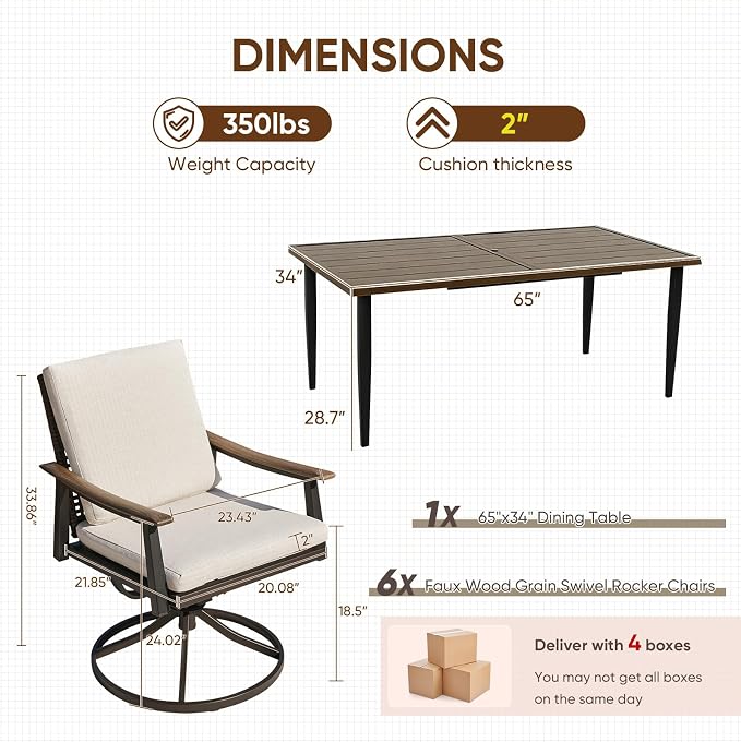 NATURAL EXPRESSIONS 7 Piece Patio Dining Set - Image 7