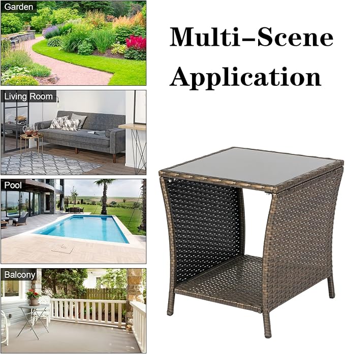 Kinfant Rattan Patio Side Table - Image 6