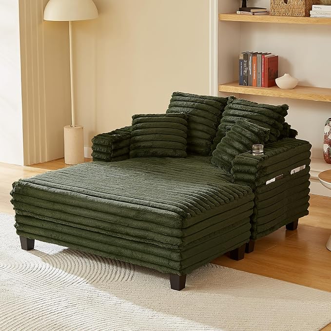 64" Chaise Lounge Chair Indoor, Oversized Sleeper Chair by Amsleekey