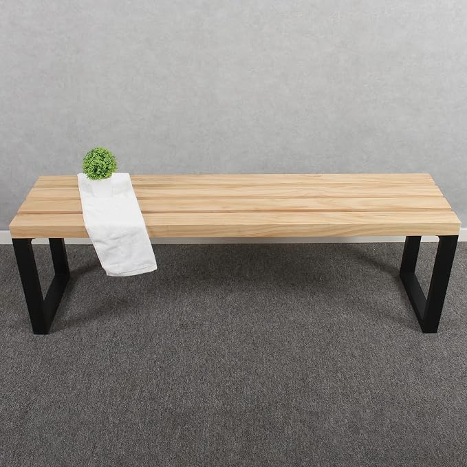 MBQQ Outdoor Soild Wood Bench, 55 inch Patio Picnic Bench, Oil Finished - Image 6