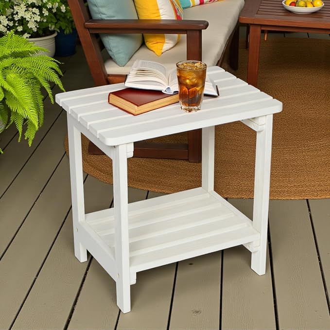 Shine Company Providence Rectangular Solid Wood Side Table, Outdoor Adirondack - Image 2