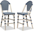 PURPLE LEAF French Counter Height Bar Stool Set of 2 25" White Print Finish by PURPLELEAF