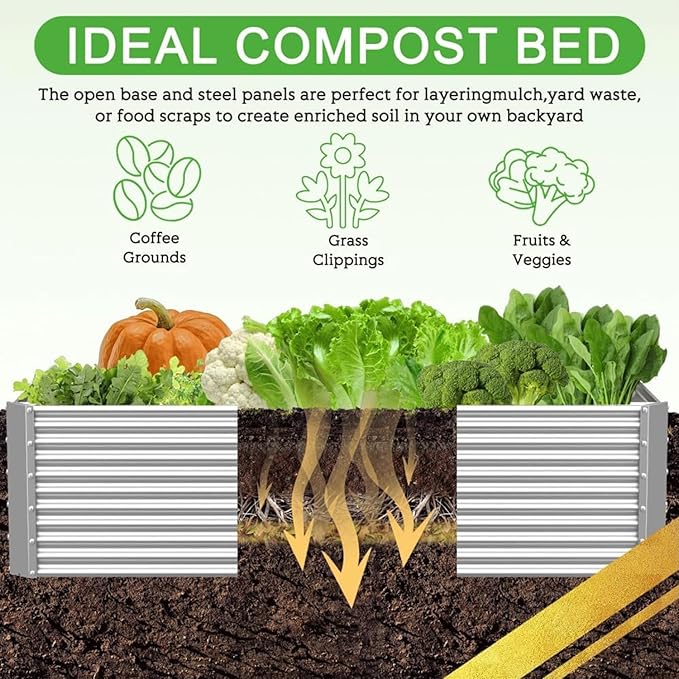 2 Pack Tall 8x4FT Corrugated Galvanized Steel Raised Garden Bed Outdoor - Image 5