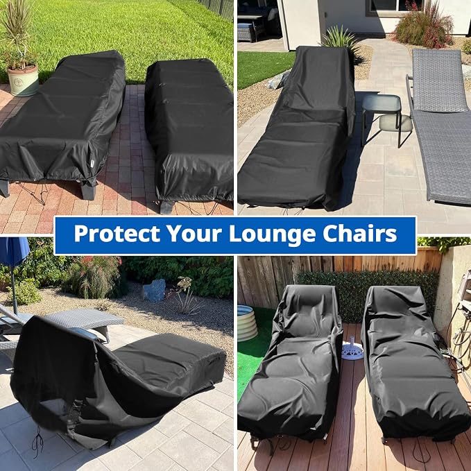 SunPatio Waterproof Outdoor Chaise Lounge Cover, 2 Pack Patio Lounge Chair - Image 3