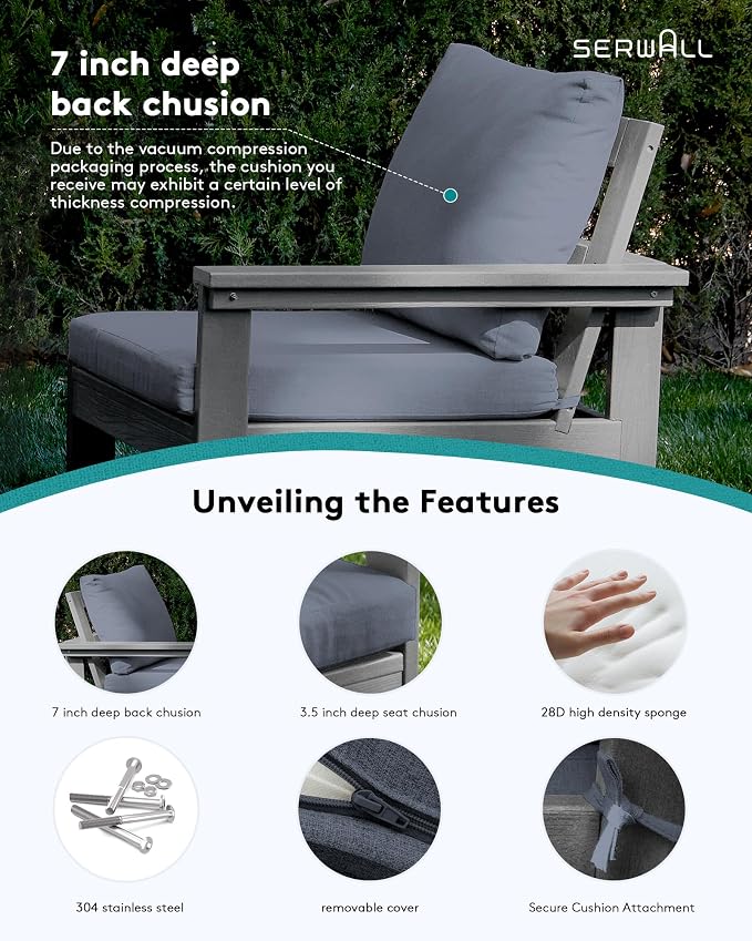 SERWALL HDPE Patio Sofa Set, 4-piece Sectional Outdoor Furniture Set, All - Image 4