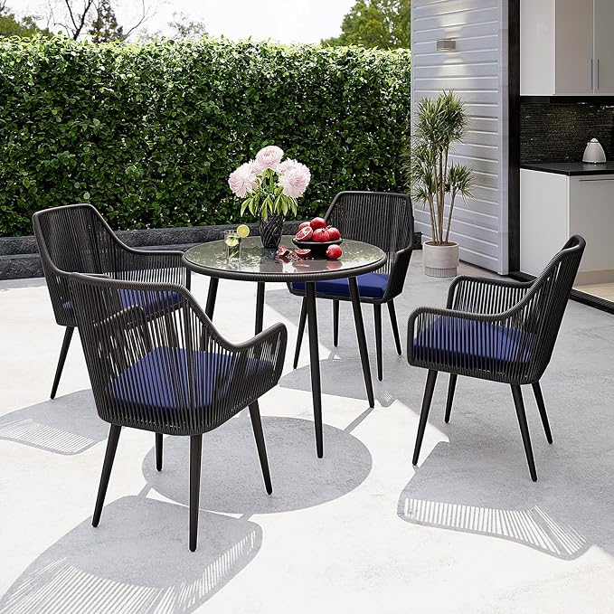 Patiorama 5-Piece Patio Dining Set, Outdoor Dining Table Chair Set, All-Weather - Image 2