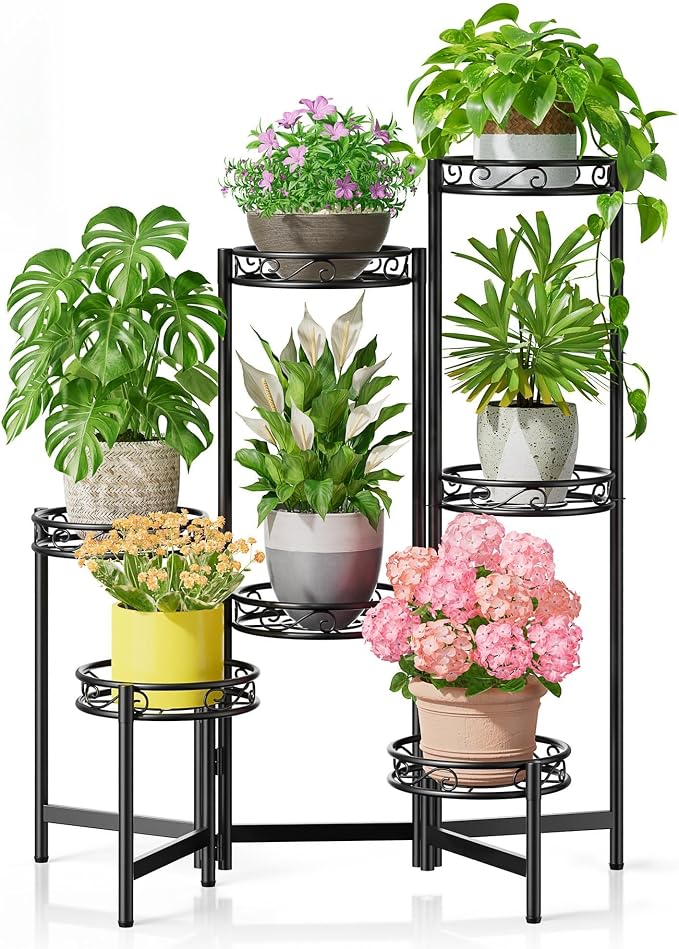 Metal Plant Stand, 7 Tier Tall Wrought Iron Plant Shelf Holder by Unknown
