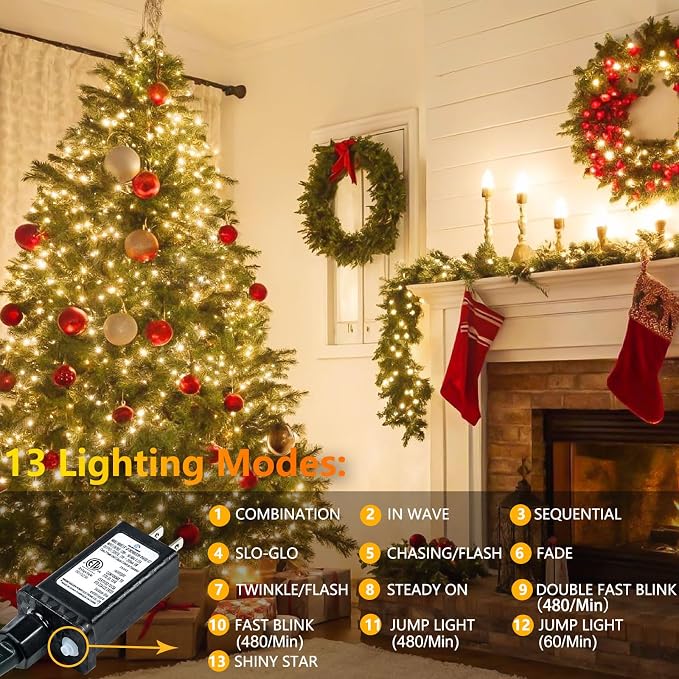 Super-Long 180FT 500 LED Christmas String Lights Indoor Outdoor, 13 Modes Warm - Image 2