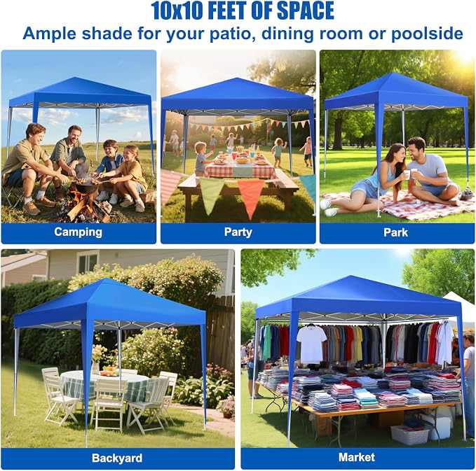 Yesker 10x10 Pop Up Canopy Tent UPF 50+ Waterproof Outdoor Canopy Portable - Image 9