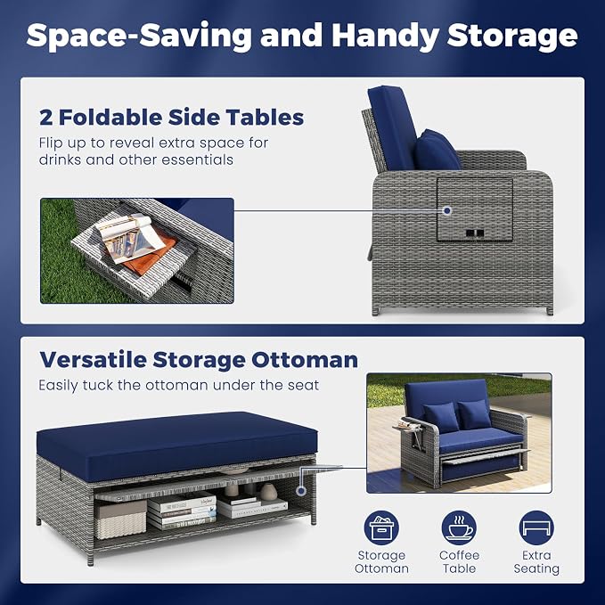 HAPPYGRILL Patio Rattan Wicker Daybed - Image 7