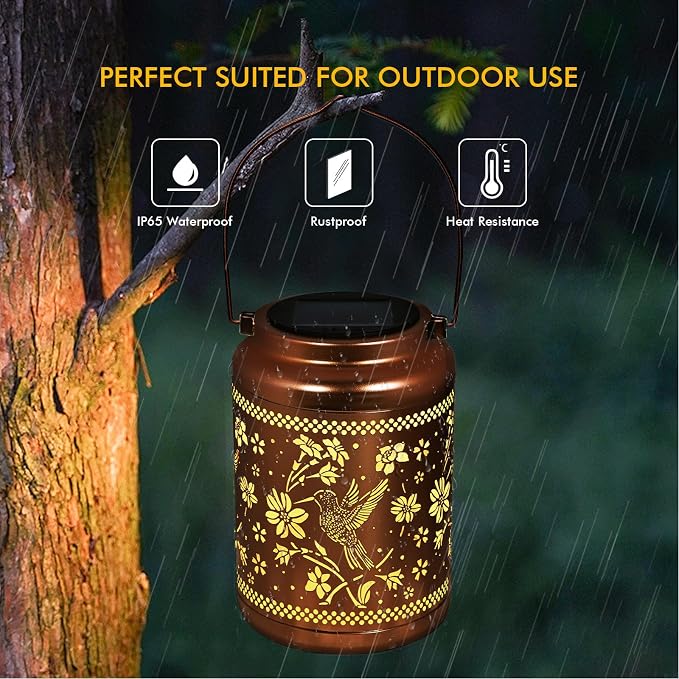 Solar Lanterns Outdoor Hummingbird Decorative Solar Lights Waterproof Metal - Image 6