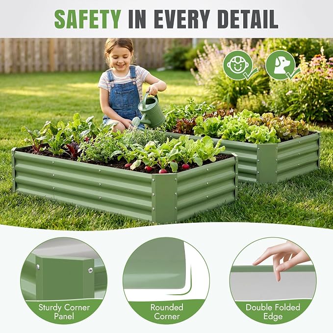 INNO STAGE 2 Pcs 4×2×1ft Galvanized Raised Garden Bed Kit, Galvanized Planter - Image 5