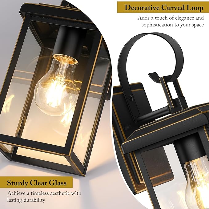 BesLowe 2-Pack Outdoor Wall Light Fixtures, Exterior Lighting Fixtures Wall - Image 4