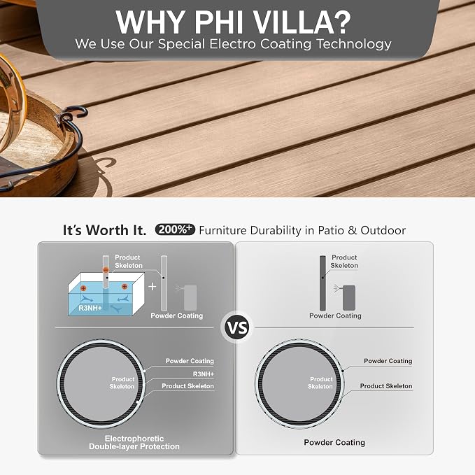 PHI VILLA Large Outdoor Patio Table - Image 7