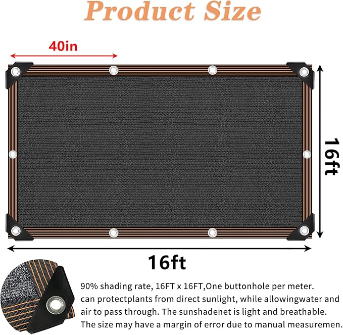 Black Shade Cloth, 90% Durable Mesh Tarp - Image 2