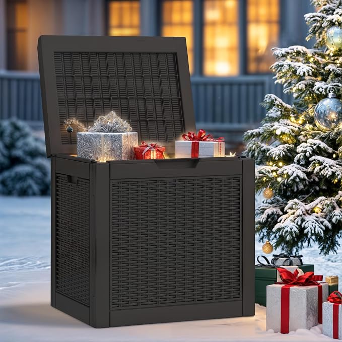 YITAHOME 32 Gallon Rattan Deck Box, Indoor Outdoor Storage Box - Image 8