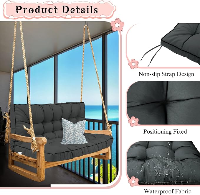 2-3 Seat Swing Replacement Cushion, Outdoor Bench Cushions - Image 3