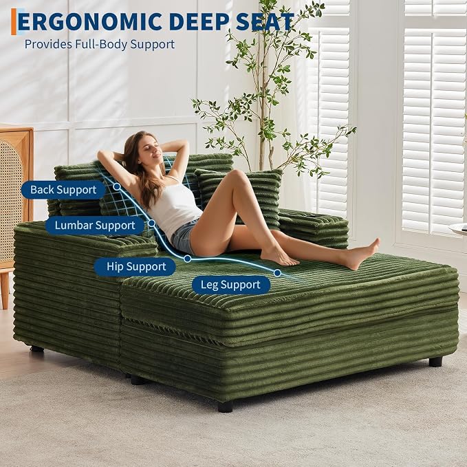 GarveeHome Oversized Chaise Lounge Chair Indoor, 56x60 in Comfortable Corduroy - Image 7