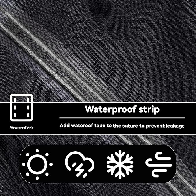 Patio Coffee Table Cover Black Heavy Duty Waterproof Cover 48" L x 26" W x 18" H - Image 3