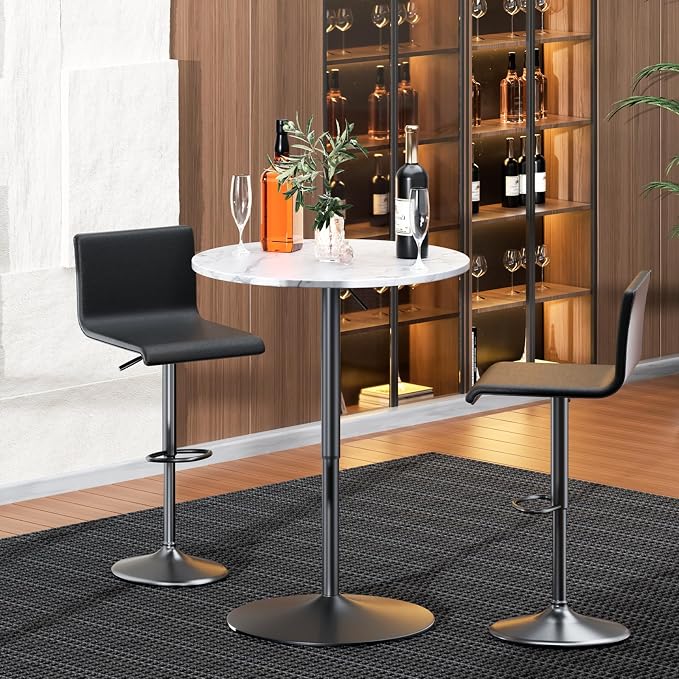 MoNiBloom Round Bar Table Adjustable Height, Metal Base and - Image 2