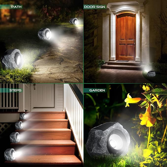 Solar Rock Lights Outdoor, Angle Adjustable Solar Lights Outdoor Waterproof - Image 6