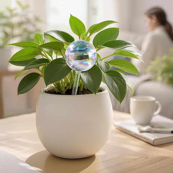 Large Extra-Thick Clear Glass Plant Watering Globes, Rainbow Gradient Self - Image 2