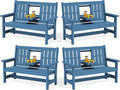 SERWALL Outdoor Bench with Cup Holder, All Weather Patio Benches with High by SERWALL