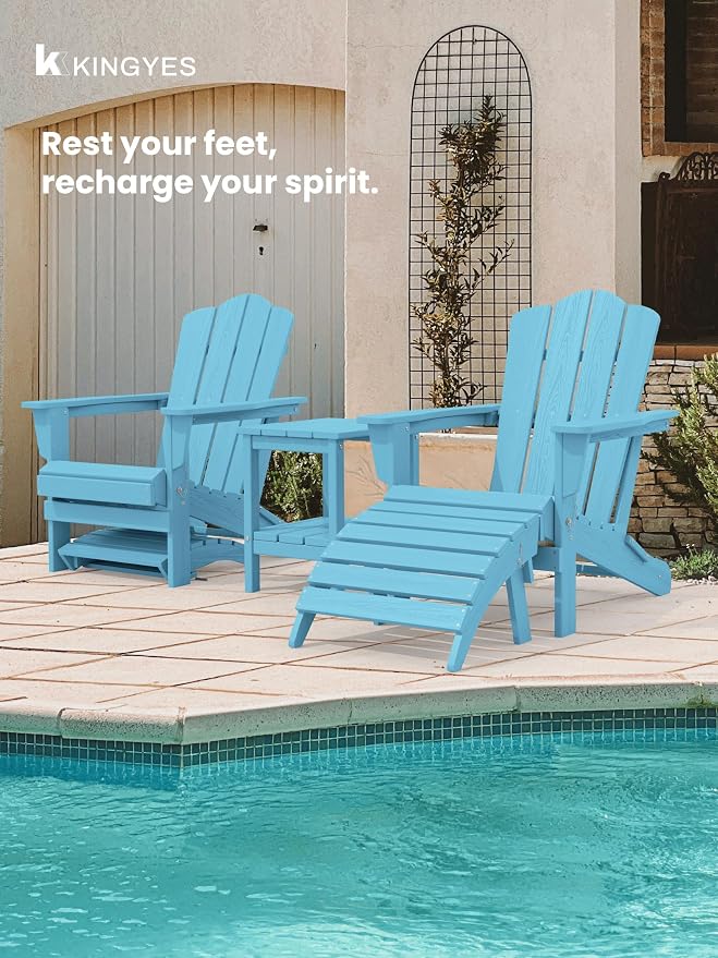 KINGYES Folding Adirondack Ottomans Set of 2 - Image 4