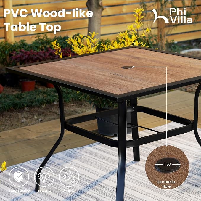 PHI VILLA 5 Piece Outdoor Patio Dining Set, Patio Table & Chair Set Clearance - Image 5
