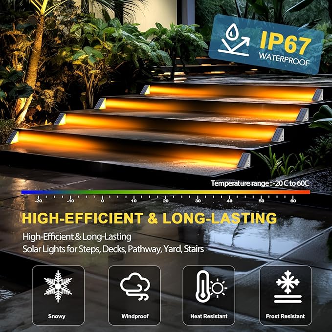 Solar Step Lights for Outside Waterproof IP67, Outdoor Stair Lights 2 Pack - Image 5