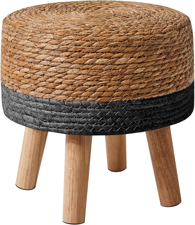YMYNY Foot Stool Natural Seagrass Hand Weave, 12.6" Small Ottoman, Round by High-qualityhomefurnishing