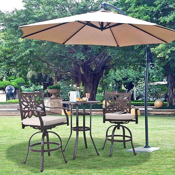 Sophia & William Cast Aluminium Patio Bar Height Table Round - Image 5