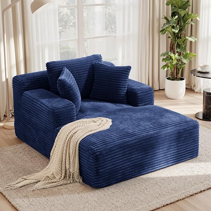 51'' Oversized Chaise Lounge Chair Indoor, Non-Assembly Deep Seat Sofa Bed by Luxanimarion