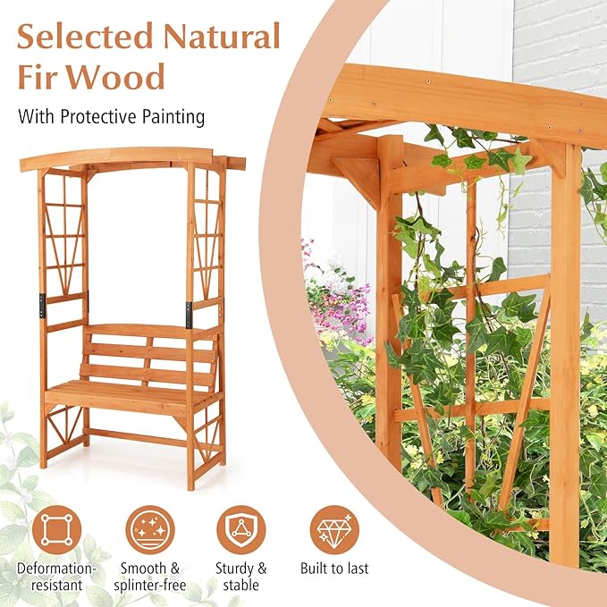 Giantex Garden Arbor with Bench - Image 3
