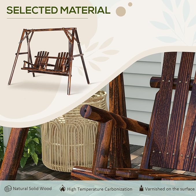 Outsunny Wooden Porch Swing - Image 5