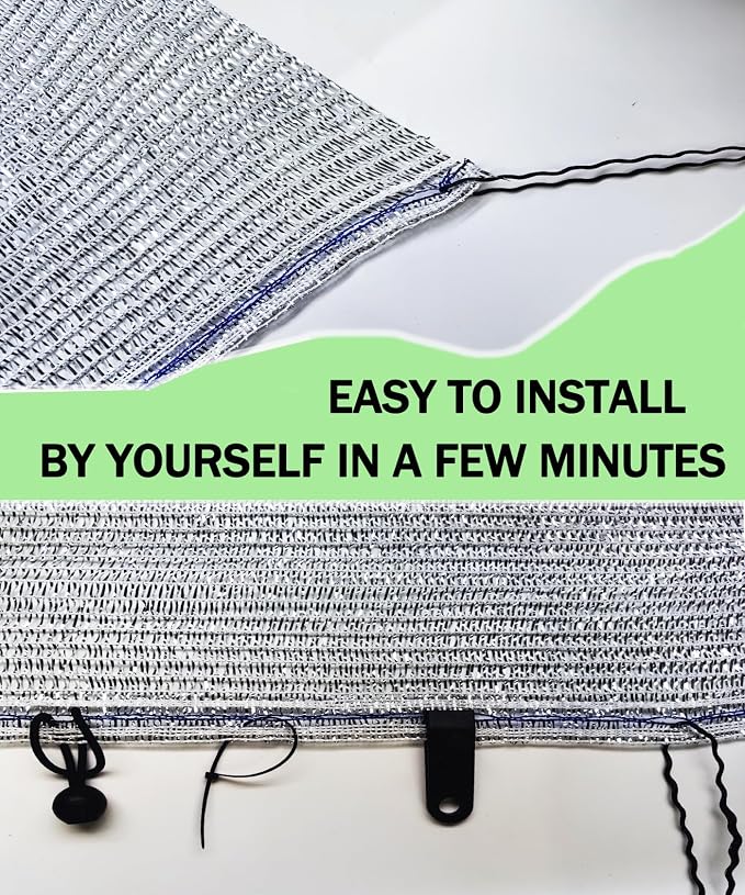 70% Aluminum Foil Shade Cloth Mesh No Grommets Silver Tarps Fabric Privacy - Image 3