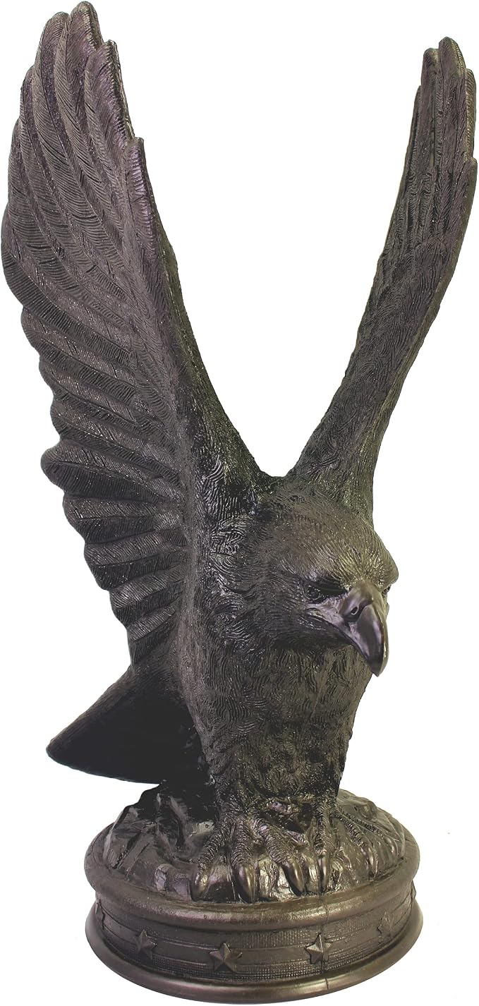EMSCO Group Freedom Eagle Statue 32in Outdoor Garden Decor, Natural Bronze by Emsco+Group