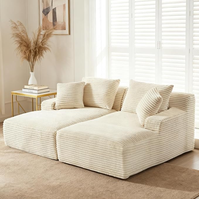80" Double Chaise Lounge Chair Indoor, Oversized Boneless Couch Comfy by VEPXXP