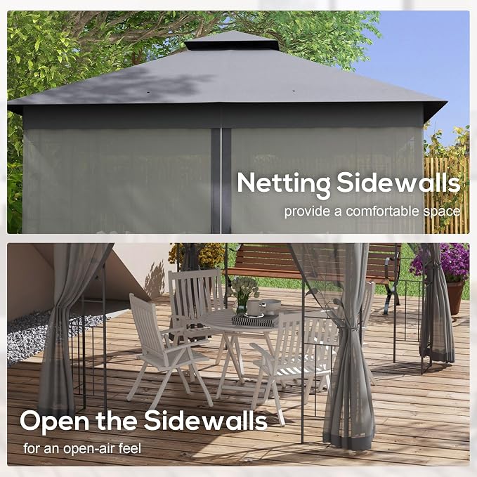 Outsunny 10' x 11.5' Metal Patio Gazebo, Double Roof Outdoor Gazebo Canopy - Image 5
