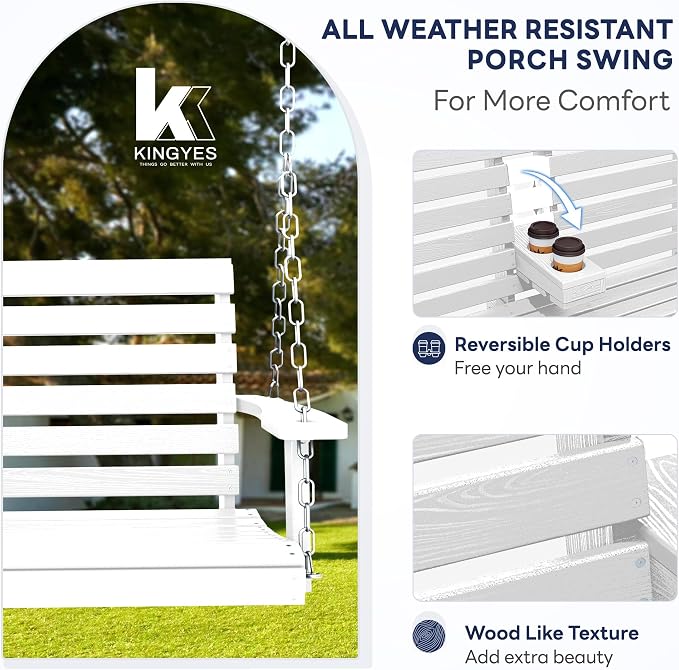 KINGYES Outdoor Hanging Porch Swing Set of 4, Waterproof Swing - Image 2