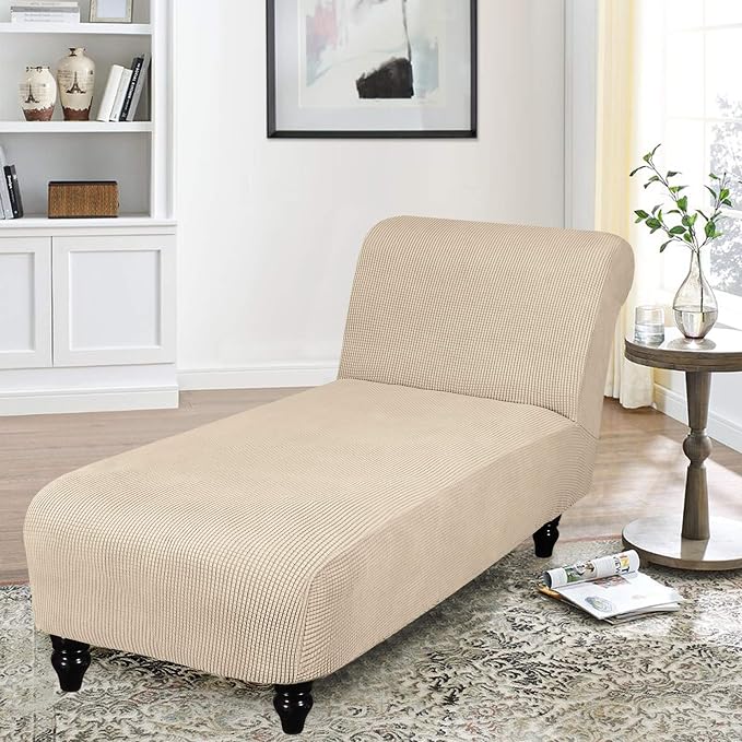 FantasDecor Chaise Lounge Cover Stretch Armless Chair Slipcover - Image 3