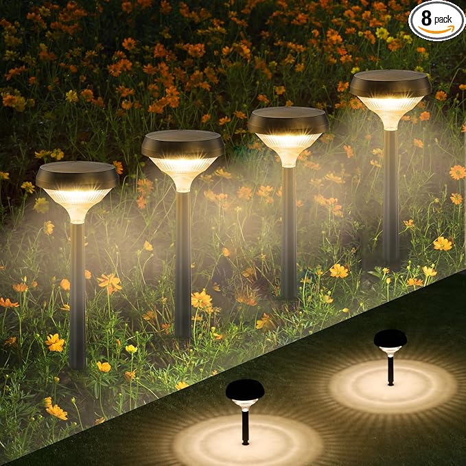 Linkind Solar Lights Outdoor 8 Pack, Solar Pathway Lights, Warm White Landscape by Linkind