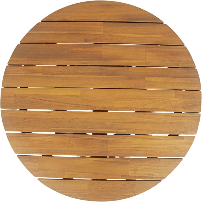 Merax Patio Outdoor Acacia Wood Round Coffee Table - Image 4
