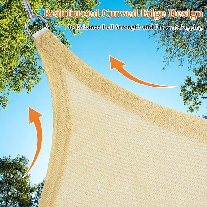 Shade&Beyond Shade Sail 14'X14'X14' Triangle Sand Breathable UV Block Outdoor - Image 3