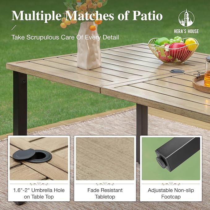 HERA'S HOUSE 7 Pieces Patio Dining Set, 6 x Outdoor Rattan Armchair - Image 5